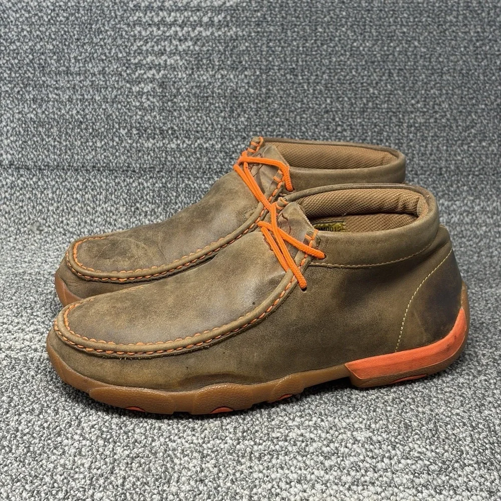 Twisted X MDM0019 Driving Moc Brown Leather Chukka Boots Mens Size 8M Orange